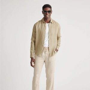 Quince Linen Relaxed Long Sleeve Shirt Driftwood Classic Lightweight